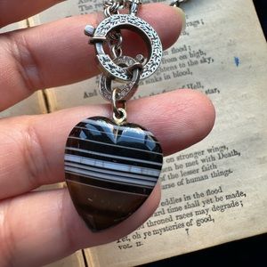 Vintage Scottish Agate Heart Pendant (necklace not included)
